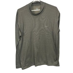 Patagonia Capilene Mock Layering Shirt Olive Tan Stripe Large
